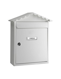 Buzón individual exterior, mediano, visit, acero, blanco, 30 x 11 x 36 cm