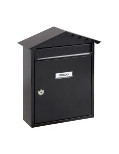 Buzón individual exterior, mediano, visit, acero, negro, 30 x 11 x 36 cm