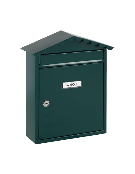 Buzón individual exterior, mediano, visit, acero, verde, 30 x 11 x 36 cm