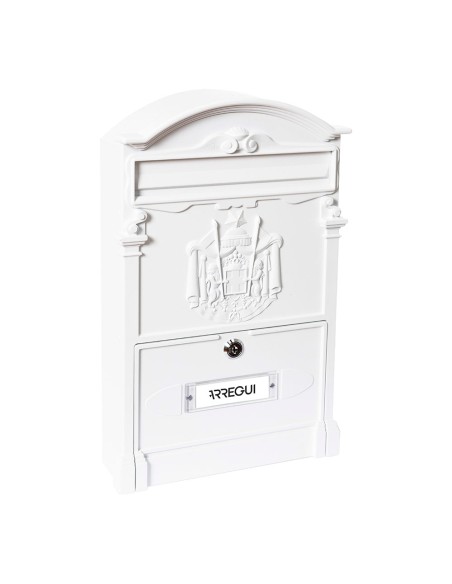 Buzón individual exterior mediano, residencia, aluminio, blanco, 26 x 9 x 42 cm