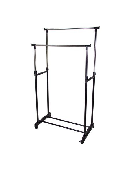 Perchero metálico de doble barra con altura regulable de 90 a 160 cm