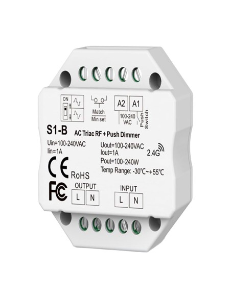 Regulador rf triac pastilla, todo tipo de lámparas, 1,5 a, 100 - 360 w, 100 - 240 v, ø52 x 26 mm