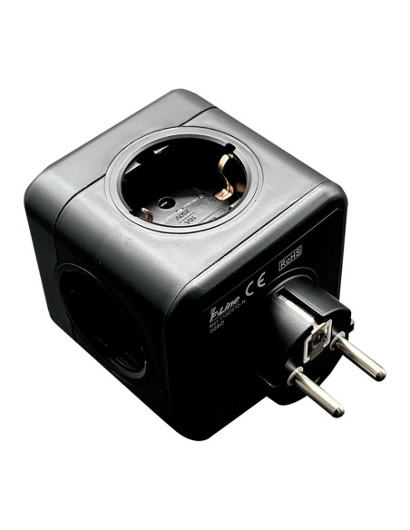 Clavija modular 5 tomas schuko 2p+t 16 a 3680 w 250 v~ negra compatible con ref 40292, 40293