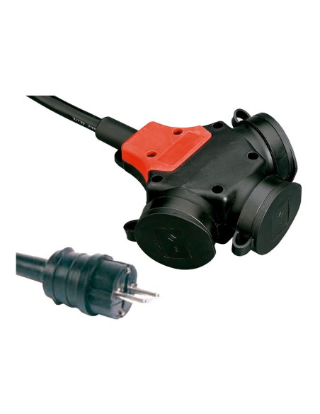 Adaptador multiple schuko goma ip44 2p+t 16 a 250 v~ 10 m de cable 3g2,5 mm negro