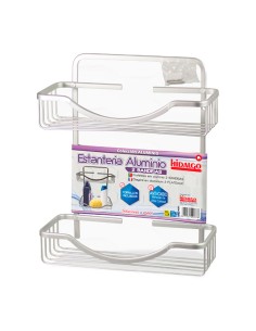 Estantería baño 2 bandejas, aluminio, 28,5 x 12,5 x 34 cm