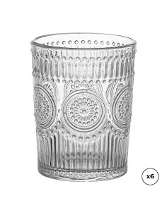 Vaso de cristal con relieve 300 ml, 6 uds