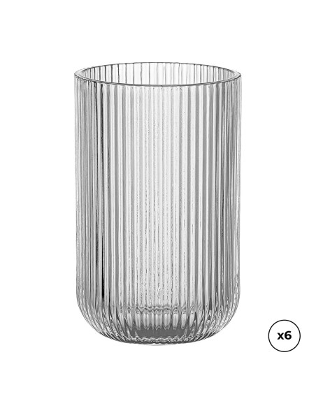 Vaso de cristal con rayas en relieve 430 ml, 6 uds