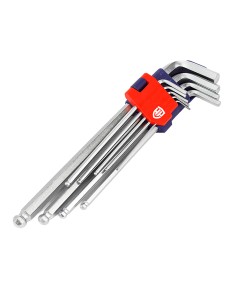 Llaves allen cr- v de brazo corto, estuche 18 piezas, (métrico-sae)