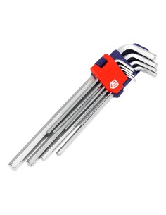 Llaves allen cr-v de brazo largo, juego 9 piezas, (métrico)