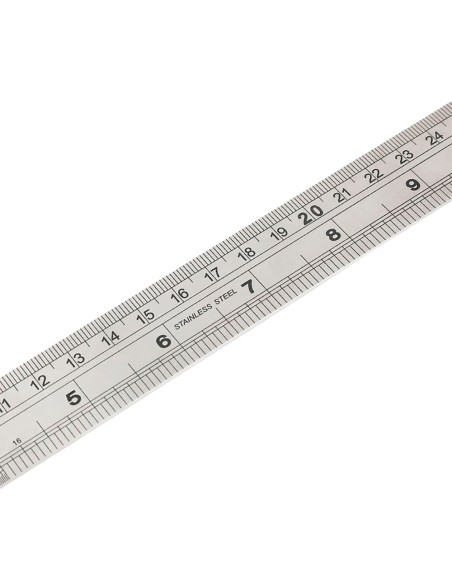 Regla de acero inoxidable, métrico-sae, 600 mm