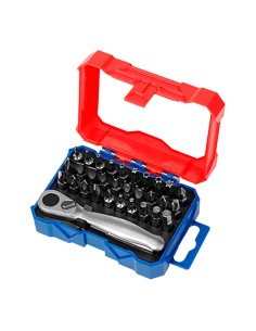 Mini carraca 1/4", juego 32 puntas