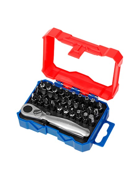 Mini carraca 1/4", juego 32 puntas