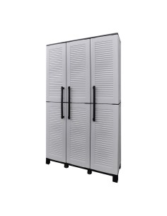 Armario alto con estantes y portaescobas línea family de polipropileno gris claro, 102 x 37 x 169 cm