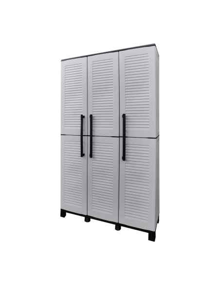 Armario alto con estantes y portaescobas línea family de polipropileno gris claro, 102 x 37 x 169 cm