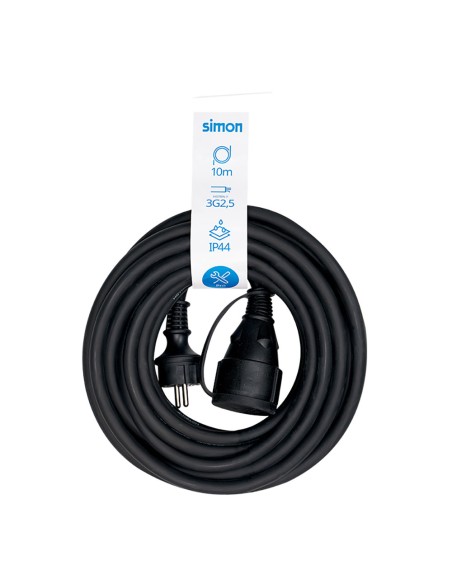 Prolongador profesional 10 m, ip44, h07rn-f 3 g 2,5 mm, 1 toma con tapa, 16 a 250 v~, negro