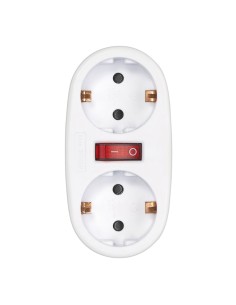Adaptador 2 tomas schuko frontal con interruptor, 16 a 250 v~, blanco