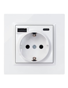 Base enchufe schuko + usb a + c 10,5 w 16 a 250 v~, simon 10, blanco