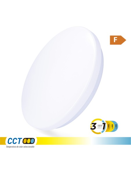 Aplique led circular de superficie 18 w 3cct 1820 lm ø33 x 6,6 cm