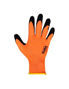 Guante poliéster con palma látex rugoso, keep safe, naranja y negro, t-10 xl