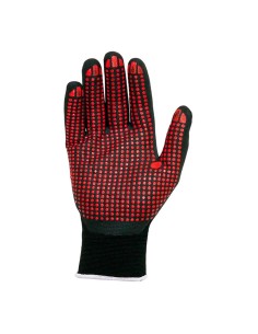 Guante nailon / licra con palma nitrilo foam/puntos, agility® dots, negro y rojo, t-8 m