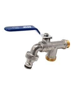 Grifo esfera jardín pn16 palanca acero cromado ??ø½ pulg x dos salidas ø¾ pulg