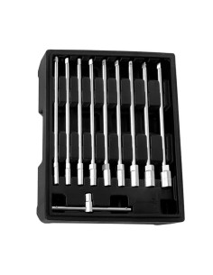 Llave t con vasos intercambiables, 8-19 mm, juego 10 piezas