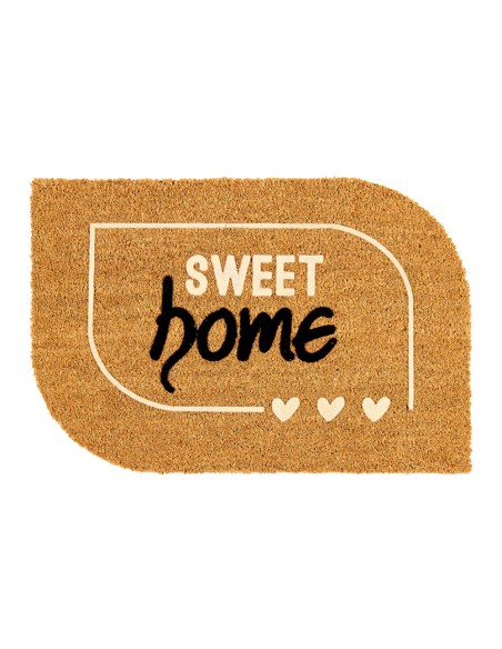 Felpudo 100% coco floqueado diseño sweet home, 60 x 40 cm