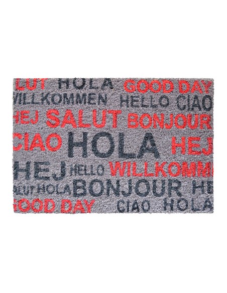 Felpudo de coco pintado diseño saludos, 60 x 40 cm