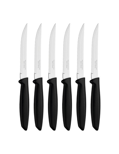 Cuchillos dentados para carne, plenus, negro, 6 uds