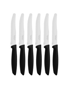 Cuchillos dentados para carne punta redonda, plenus, negro, 6 uds
