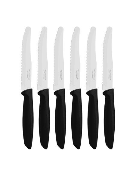 Cuchillos dentados para carne punta redonda, plenus, negro, 6 uds
