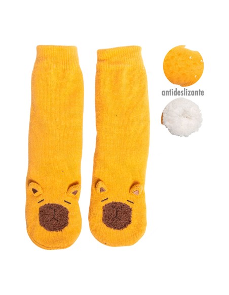 Calcetines capibara antideslizantes con forro de borreguito suave, talla 40 - 45