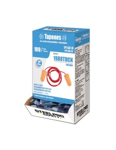 Tapones auditivos ear max desechables con cordón, caja 100 uds