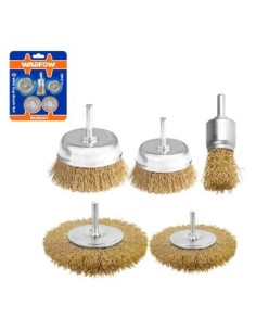 JUEGO 5 PZS CEPILLOS DE ALAMBRE CON VÁSTAGO WADFOW