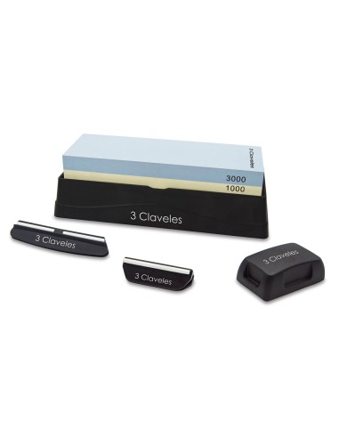 Piedra para afilar 1000/3000 con base, dos guias y rectificador