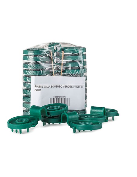 Pinzas para malla sombreo, verdes, 10 uds