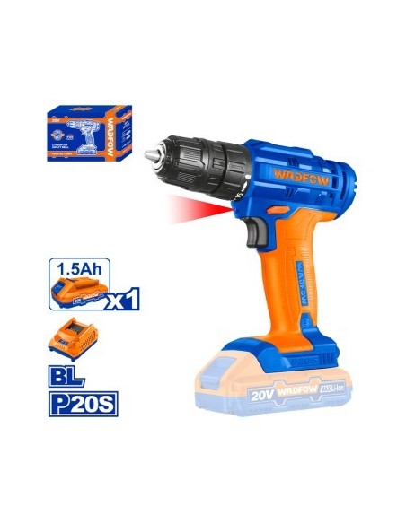TALADRO INALAMBRICO 20V +BATERIA 1.5Ah + CARGADOR WADFOW