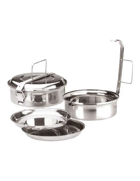 Fiambrera de acero inoxidable con 2 platos ø16 cm
