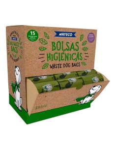 Rollo de 15 bolsas higiénicas degradables aroma lavanda 33 x 22 cm, 60 uds expositor