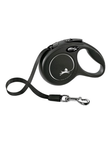 Correa extensible flexi classic negra, cinta 3 m, xs, hasta 12 kg