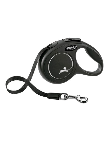 Correa extensible flexi classic negra, cinta 3 m, xs, hasta 12 kg
