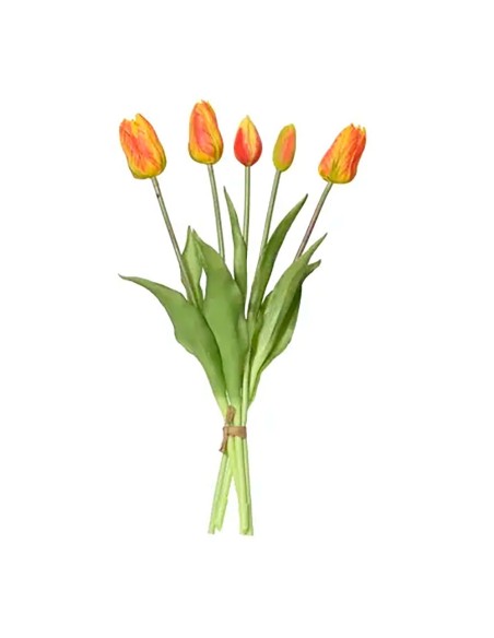 Ramo de tulipanes naranjas de polipropileno, 15 x 15 x 40 cm