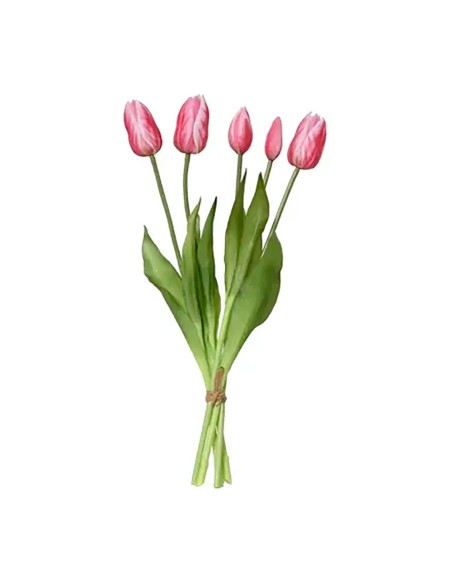 Ramo de tulipanes rosas de polipropileno, 15 x 15 x 40 cm
