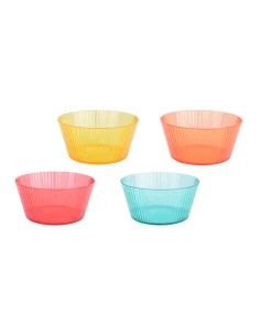 Cuenco reutilizable de rayas en relieve ø15 x 7 cm, de colores surtidos, 4 uds