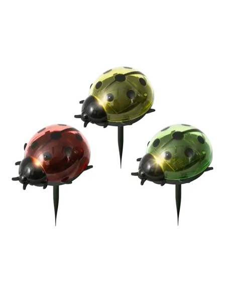 Estaca solar en forma de mariquita, colores surtidos, ø8 x 6 x 14 cm