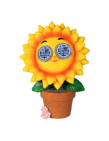 Figura girasol solar amarillo 15,5 x 10,5 x 21,5 cm