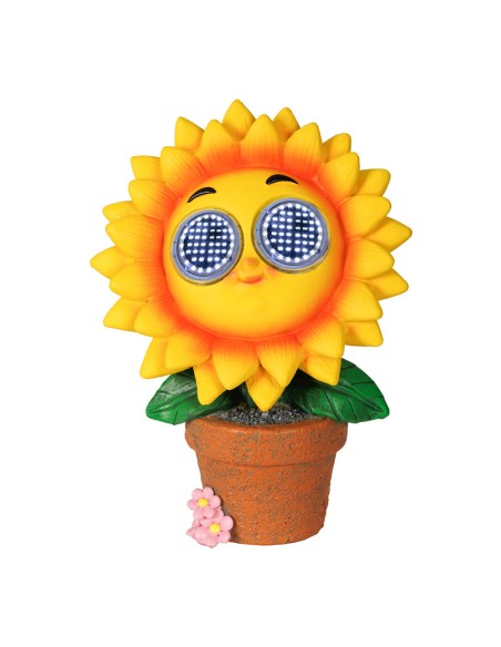 Figura girasol solar amarillo 15,5 x 10,5 x 21,5 cm