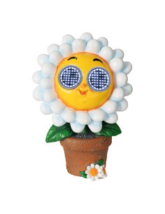 Figura girasol solar blanco / amarillo 15,5 x 10,5 x 22 cm