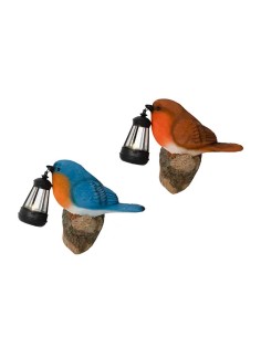 Pájaro solar de poliresina, luz blanca cálida, 2 colores surtidos