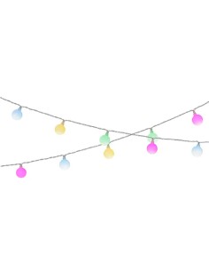 Guirnalda solar recargable, 30 leds, luz multicolor pastel, ip44, 2,9 m